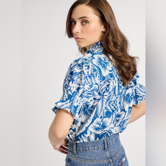 MILLE marni top in blue hibiscus SzXL - Picture 3 of 12